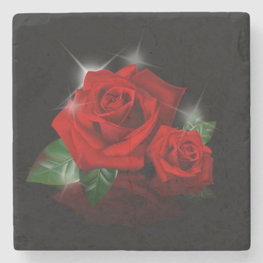 Schöne Rote Rose Sketch Stone Untersetzer (Vorderseite)