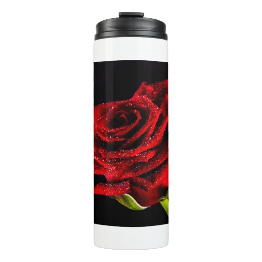 Schöne rote Rose Thermosbecher (Vorderseite)
