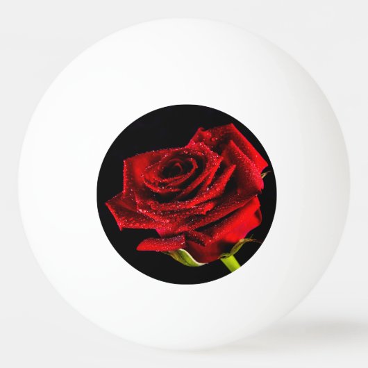 Schöne rote Rose Tischtennisball (Rückseite)