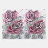Schöne Rote Rose und Aquarellmalerei Geschenkpapier Set (Vorderseite 3)