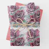 Schöne Rote Rose und Aquarellmalerei Geschenkpapier Set (Beispiel)