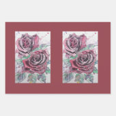 Schöne Rote Rose und Aquarellmalerei Geschenkpapier Set (Vorderseite 3)