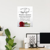 Schöne Rote Rose Unplugged Wedding Zeremonie Poster (Heimbüro)
