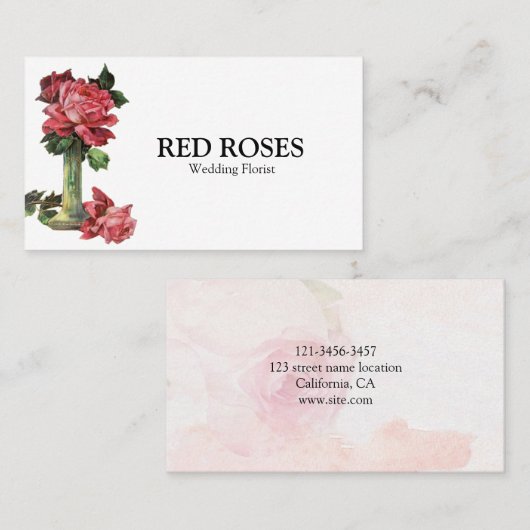 Schöne Rote Rose Visitenkarte (Vorne/Hinten)