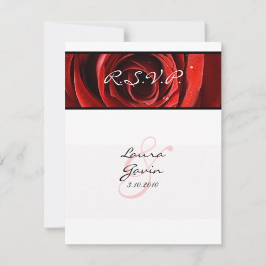 Schöne Rote Rose Wedding RSVP (Rückseite)