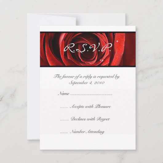 Schöne Rote Rose Wedding RSVP Karte (Vorderseite)
