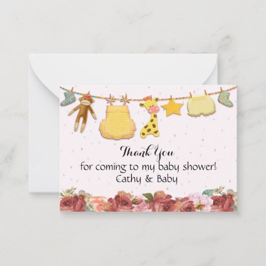 Schöne Rote Rosen Babydusche Danke Mitteilungskarte (Vorderseite)