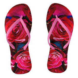 Schöne Rote Rosen Badesandalen