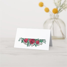 Schöne Rote Rosen Blumenhochzeit Platzkarte