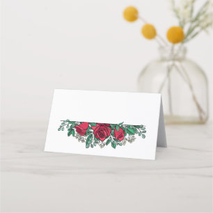 Schöne Rote Rosen Blumenhochzeit Platzkarte