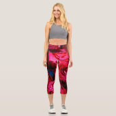 Schöne Rote Rosen Capri Leggings (Vorderseite)
