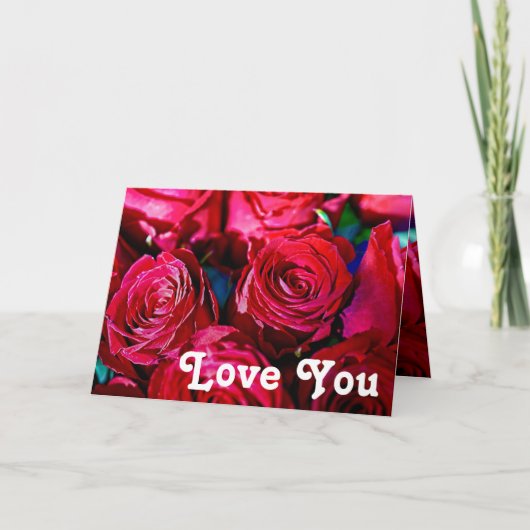 Schöne Rote Rosen Dankeskarte (Vorderseite)