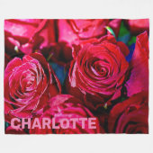 Schöne Rote Rosen Fleecedecke (Vorderseite (Horizontal))