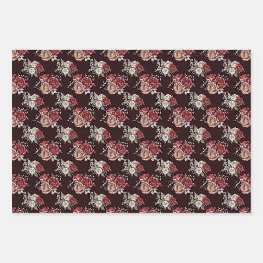 Schöne Rote Rosen FrühjahrsBrautparty Geschenkpapier Set (Vorderseite 2)