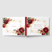 Schöne Rote Rosen Gold Filigree Quinceañera Gästebuch (Voll)