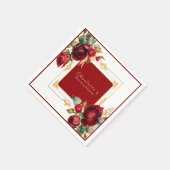 Schöne Rote Rosen Gold Filigree Quinceañera Serviette (Ecke)