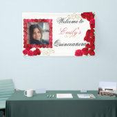 Schöne, Rote Rosen, Gold Glitzer Sparkone Foto Banner (Messeveranstaltung)