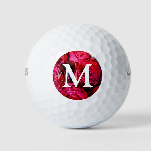 Schöne Rote Rosen Golfball (Vorderseite)