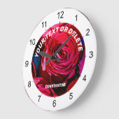 Schöne Rote Rosen Große Wanduhr (Winkel)
