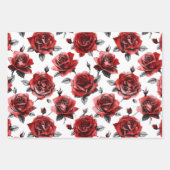 Schöne rote Rosen-Illustrationsstil Valentinstag Geschenkpapier Set (Vorderseite 2)