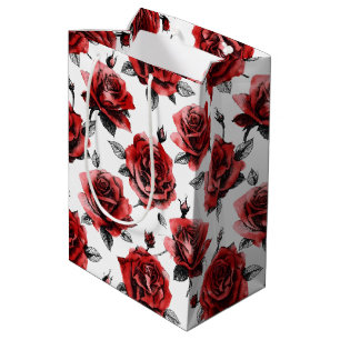 Schöne rote Rosen-Illustrationsstil Valentinstag Mittlere Geschenktüte