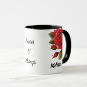 Schöne Rote Rosen Individuelle Name für immer und Tasse (VorderseiteRechts)