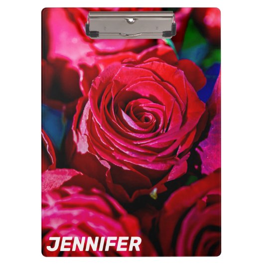 Schöne Rote Rosen Klemmbrett (Vorderseite)