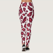 Schöne Rote Rosen Leopard Tiermuster Leggings (Rückseite)
