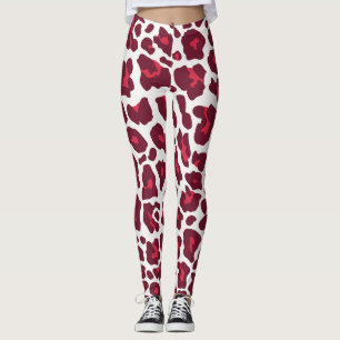 Schöne Rote Rosen Leopard Tiermuster Leggings