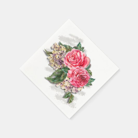 Schöne Rote Rosen Papier Cocktail Napkin Serviette (Ecke)