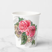 Schöne Rote Rosen Papier Cups Pappbecher (Rückseite)