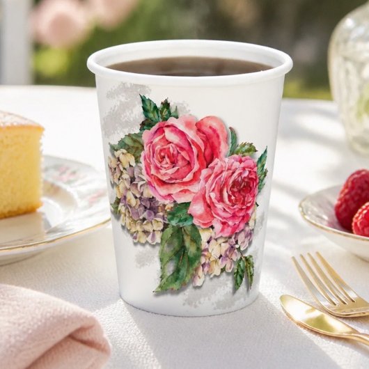 Schöne Rote Rosen Papier Cups Pappbecher