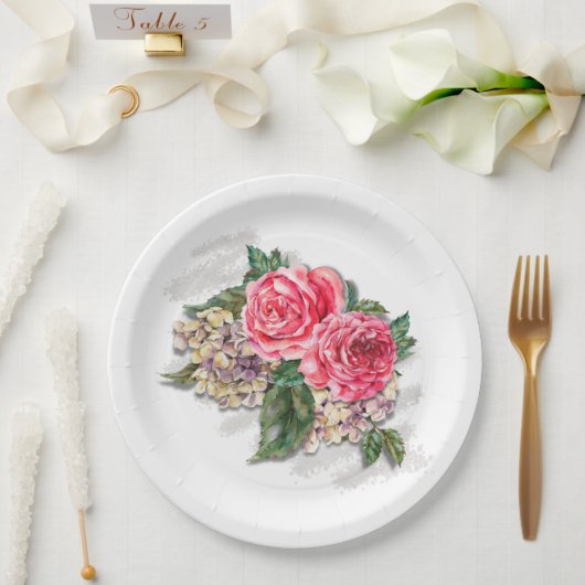 Schöne Rote Rosen Papierplatte Pappteller (Hochzeit)