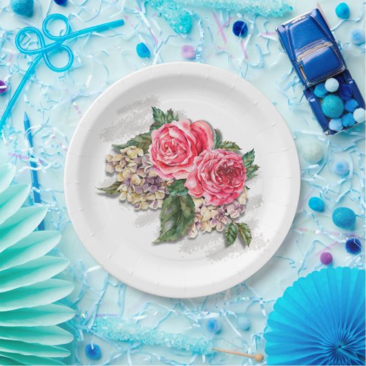 Schöne Rote Rosen Papierplatte Pappteller (Party)