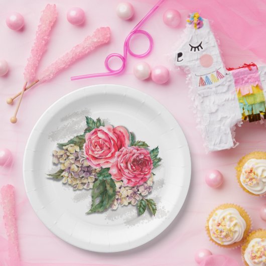 Schöne Rote Rosen Papierplatte Pappteller (Party)