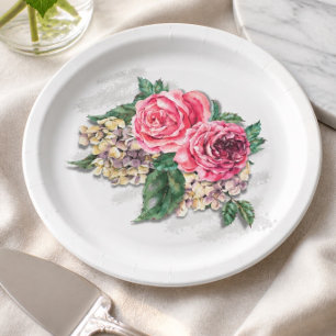 Schöne rote Rosen Papierplatte Pappteller