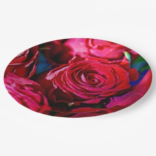 Schöne Rote Rosen Pappteller