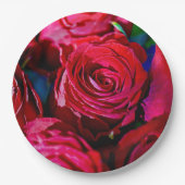 Schöne Rote Rosen Pappteller (Vorderseite)