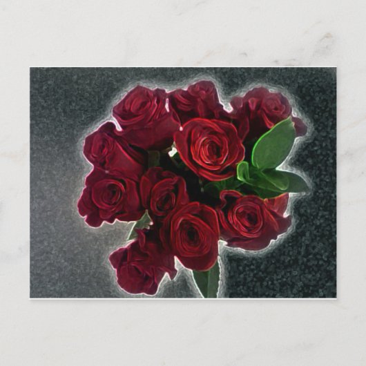 SCHÖNE ROTE ROSEN POSTKARTE (Vorderseite)