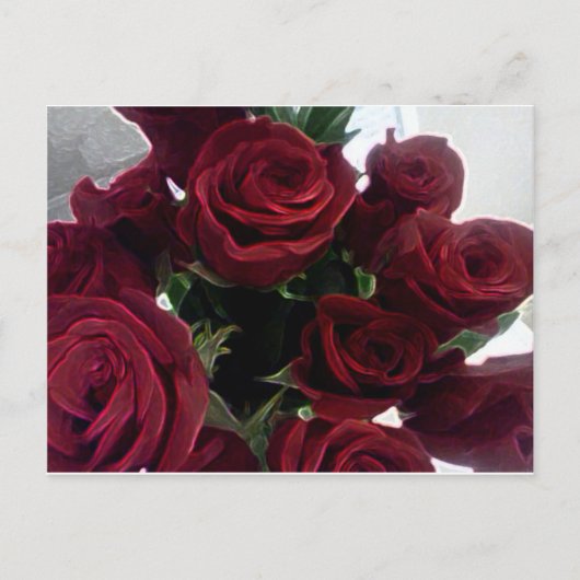 SCHÖNE ROTE ROSEN POSTKARTE (Vorderseite)