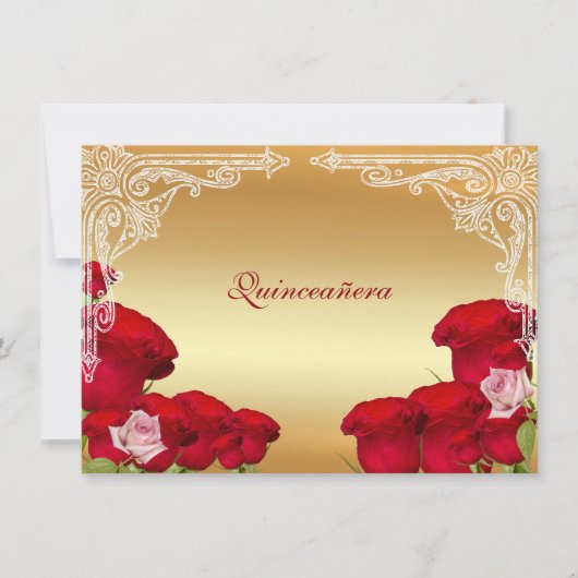 Schöne Rote Rosen, Quinceanera, Einladung (Vorderseite)