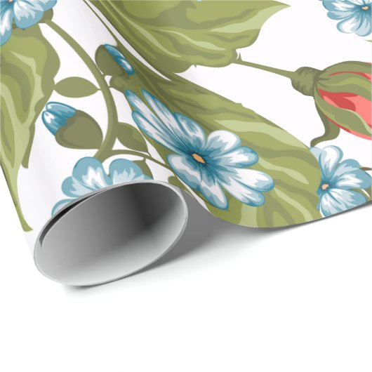 Schöne Rote Rosen Retro Abstraktes Blumenmuster Geschenkpapier (Rolleneckpunkt)