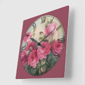 Schöne Rote Rosen römische Zahl Quadratische Wanduhr (Winkel)