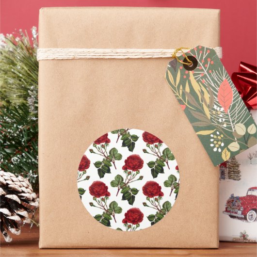 Schöne rote Rosen Runder Aufkleber (Feiertag)