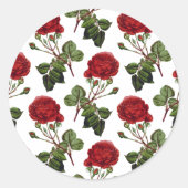 Schöne rote Rosen Runder Aufkleber (Vorderseite)