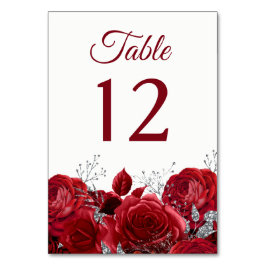 Schöne Rote Rosen & Silberhochzeit oder Quinceaner Tischnummer