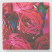 Schöne Rote Rosen Steinuntersetzer (Vorderseite)