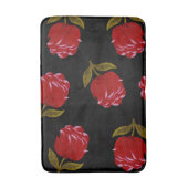 Schöne Rote Rosen Stickerei nahtlos Muster Badematte (Vorderseite Vertikal)