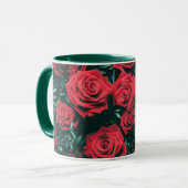 Schöne Rote Rosen Tasse (Vorderseite Links)