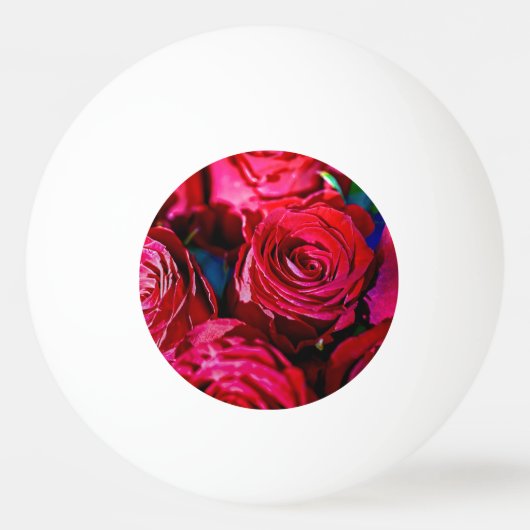 Schöne Rote Rosen Tischtennisball (Vorderseite)
